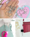 100 Pcs Keychain Hooks With Key Rings And 360 Degree Swivel Lobster Claw Clasps For Keychains on hand, hanging, attached to purse