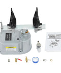 Solid As A Rock Air Operated Paint Shaker Heavy Duty Adjustable Clamp Agitator Mixer with accessories for paint mixing.