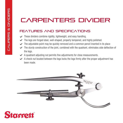 Carpenter Dividers With Tempered Forged Steel Legs For Accurate Marking 6 Inch Capacity Adjustable And Quadrant Nut image with specifications