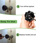 Wall Hydrant Handle Kit For Mansfield 300 400 500 Series Outdoor Faucets With Frost Proof Wheel Grip And Screw shown with installation steps.