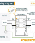 Wiring diagram for Dual Voltage Paddle Switch For Woodworking Tools 120 To 230V 28 Amp Single Phase On Off With Screws