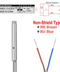 M4 Inductive Proximity Sensor Switch Workhorse With 1.5mm Sensing Distance 10-30V DC shown with wiring diagram and color-coded wires.