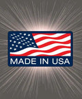 Made in USA label with American flag design, representing domestic manufacturing quality and origin.