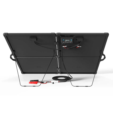 Back view of Portable 200W Solar Panel Kit Foldable Monocrystalline Suitcase With 20A Waterproof Charge Controller And Plug And Play Battery Charger