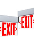 Red LED Edge Lit Exit Sign With Battery Back-Up, Brushed Aluminum Housing, Clear Acrylic Panel, Single Sided Emergency Exit Light, UL Listed, 2 Pack
