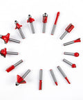 15 router bits from the Compact Palm Wood Router Kit 110V 800W Electric Hand Trimmer For Precise Edge Finishing displayed in a circle.