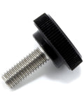 Ten Pack Half Inch Thumb Screws With Black Knurled Round Plastic Knobs, Fine Thread Stainless Steel, No Tools Needed, Corrosion Resistant