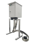 Intsuprm 60W Steel Belt Oil Skimmer With 6 Meter Stainless Strip showing control unit and skimmer in industrial setup.