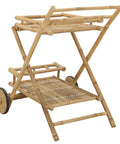 Premium Bamboo Serving Trolley Featuring Slick Smooth Rolling Casters For Easy Room To Room Transit And A Rock Solid Mobile Bar Or Kitchen Rolling Cart Option Built To Conquer Your Daily Grind Without Breaking A Sweat, 31.1x26.6x33.1 inches.