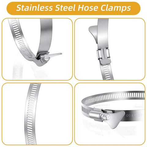 Beefy Stainless Steel Duct Clamps Pack Of 20 For 3.5 To 4.5 Inch Hose Clamp Adjustable Range 91 To 114 Mm 12 Mm Bandwidth Worm Drive Gear Clamp