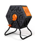 Outdoor And Indoor 60L 15.8 Gallon Tumbling Compost Bin With Lid In Bright Orange for easy composting in gardens or balconies.
