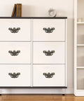 Six Pack Bail Pull Handles For Vanities And Cabinets 3.66 Inch Total Length Zinc Alloy Drawer Pulls on white dresser