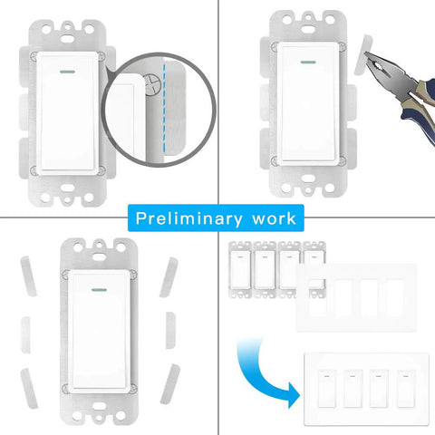 4 Gang WiFi Smart Light Switch No Screw Panel Single Pole 2.4GHz No Hub Needed Works With Alexa Google Home installation steps
