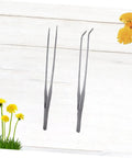 Stainless Steel Aquarium Plant Tweezers Set 2 Pack With Straight And Curved Tips For Easy Fish Tank Planting, stainless steel