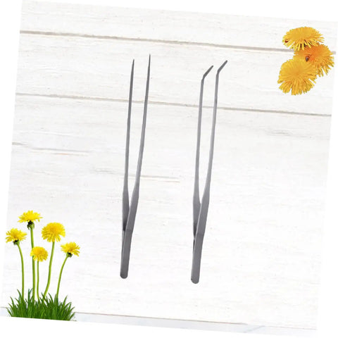 Stainless Steel Aquarium Plant Tweezers Set 2 Pack With Straight And Curved Tips For Easy Fish Tank Planting, stainless steel
