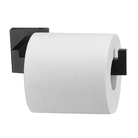 Sturdy SUS304 Stainless Steel Matte Black Toilet Paper Holder Wall Mount With Upward Bar And Open Side Design For Easy Roll Change Rust Resistant Anti Corrosion Heavy Duty Bathroom Lavatory Hardware