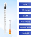 1 Milliliter Syringe Set, 25 Gauge 1 Inch, 100 Pack, Individually Sealed, Clear Measurement Scale, Smooth Plunger, Leak Proof, Ideal for Lab, Industrial, and Home Tasks, clear 1 mL syringe