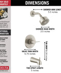 Dimensions of Brushed Nickel Tub And Shower Trim Kit With Single Spray Touch Clean Shower Head, DIY Friendly