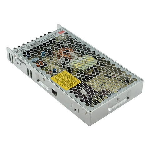 Compact 200 Watt Switching Power Supply 12V 17 Amps Enclosed Metal Case Zero Fan Cooling, fanless design with metal enclosure.