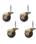 Set Of 4 Swivel Plate Ball Casters With 2 Inch Cyan Wheels In Antique Brass Finish Heavy Duty Furniture Casters For Chairs And Tables