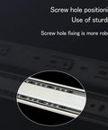 Close-up of full extension drawer slides with quiet ball bearing tracks, showing screw hole positioning for sturdier installation.