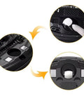 Roomba front wheel caster assembly for 500-900 series; three-view collage showing wheel housing, mounting socket, and hub.