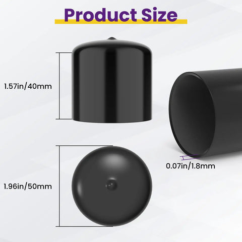 Product size diagram of 4 Pack 1.98 Inch Bearing Rubber Caps For Trailer Wheel Hub Dust Cover Replacement, dimensions 1.57x1.96 inches.