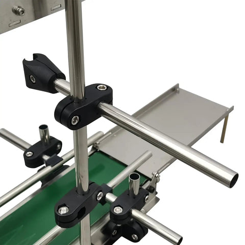 Compact Conveyor Belt System With Optical Fiber Smart Induction Control And Automatic Belt showing guardrails and frame detail
