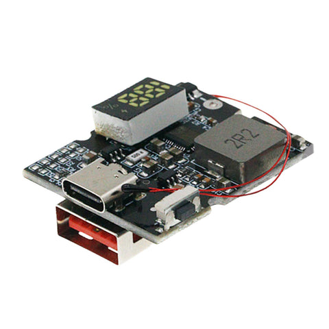 Close-up view of Bidirectional 22.5W Fast Charging Power Module With Digital Display For USB Devices Dope Auto Detect Current Safe Efficient Quick Charge Board.