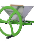 Manual Seed Spreader For Small Farms And Gardens, Adjustable Seeder With Sturdy Metal Frame, Large Stainless Steel Hopper