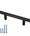 Oil Rubbed Bronze Cabinet Pulls Set 25 Pack 5 Inch Overall Length With 3 Inch (76mm) Hole Centers, shown with included screws