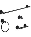 Black 4 Piece Bathroom Hardware Set With 18 Inch Or 24 Inch Towel Bar And Matching Towel Holders, Heavy Duty Stainless Steel