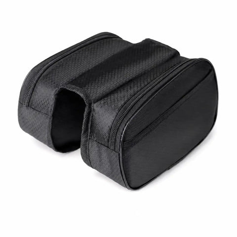 Dope Rugged Bike Frame Bag For Bikepacking, Full Frame 20x16x6cm, Ebony Edge Black, wear-resistant canvas, dual zipper closure.