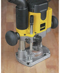 Pro Grade Workhorse Two Horsepower Plunge Router With Slick Ten Amp Electronic Variable Speed Motor detailed view on workbench