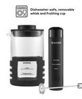 SimpleCafe Rechargeable Handheld Milk Frother For Lattes Cappuccinos And Iced Coffee USB Cord Included Microwave Safe Frothing Cup