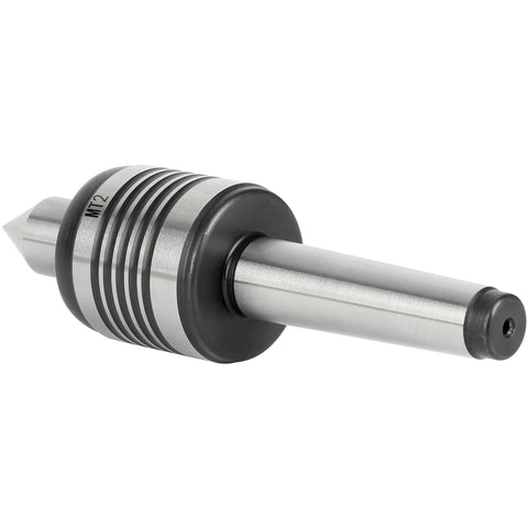 MT2 live center for lathe with 60° Morse taper, metal body and grooved collar