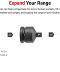 Image of a Three Quarter Inch Drive To One Half Inch Impact Reducer for socket sets showing connection between 3/4" and 1/2" sockets.