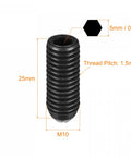 Heavy Duty Ball Point Set Screws With Spring Loaded Hex Socket Drives Solid High Carbon Steel Metric M10 X 25MM Thread shown with dimensions.