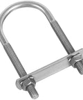 Stainless steel U-bolt with flat mounting bar and two nuts