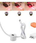 3 In 1 USB Magnetic Quilting Light With Laser Seam Guide, showing components and red laser modes for sewing machines.