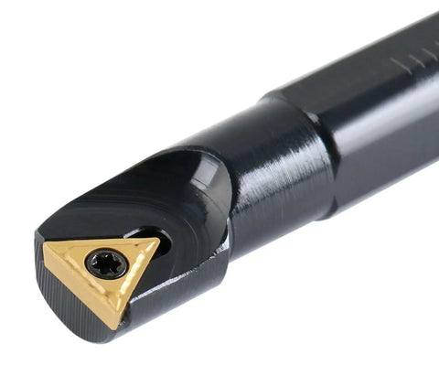 Close-up of the Half Inch Mini Indexable Turning Tool And Boring Bar Set For Metalworking showing tool tip with TCMT21.5 insert.