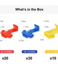 60 Piece Solderless Quick Splice Wire Connectors Set For 22-10 AWG Wiring Lock Snap Electrical Connectors In Red Blue Yellow