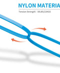 Close-up of blue nylon zip tie with 50lbs tensile strength, highlighting material in Beefy 12 Inch Zip Ties 1000 Pack Black Nylon PA66 UV Resistant.