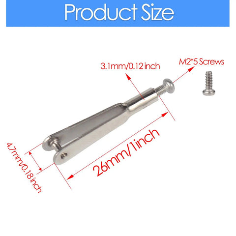 Size diagram of the 10 Pcs M2 Thread Self-Locking Metal Clevis Clips With 10 M2x5 Screws Kit For Remote Control Airplanes