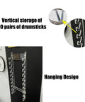 Wall Mounted Drum Stick Holder And Display Rack Heavy Duty Acrylic Organizer For Ten Pairs Of Drumsticks And Lightsabers hanging design with vertical storage
