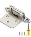 60 Pack Cabinet Hinges 30 Pairs One Half Inch Overlay Semi Concealed Face Mount Self Closing With Bumpers And Screwdriver Satin Nickel Kitchen Hardware Easy Install For Face Frame Cabinets