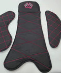 Go Kart Seat Pad For Adult Size Pink Design With Half Inch Foam Sewn In Cushion And Velcro Install For Flat Track And Dirt Racing Pink Stitching Easy Fit Seat Cover For Go Karts displayed