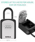 Key Safe Box For Home And Outdoors With 4 Digit Combination Locks, Waterproof Key Lock Box Holds Up To 5 Keys, Removable Shackle