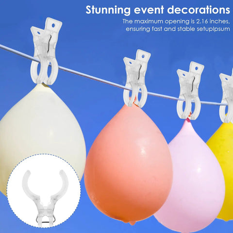 Heavy Duty 30 Pack Clear Balloon Arch Clips Kit With Invisible Spring Clamps For Weddings Parties And Beach Towels Holding Backdrops Quilts Photography Props securely without ruining your vibe, clear plastic clips on balloons