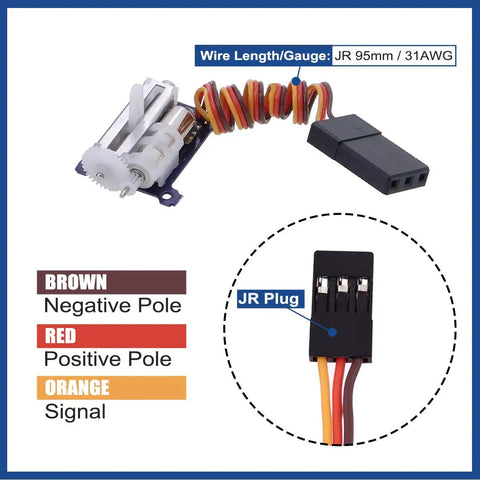 Tiny But Mighty 9mm Micro Linear Servo Dual Pack 1.5g Digital Coreless Tail Servo with JR plug and wire details